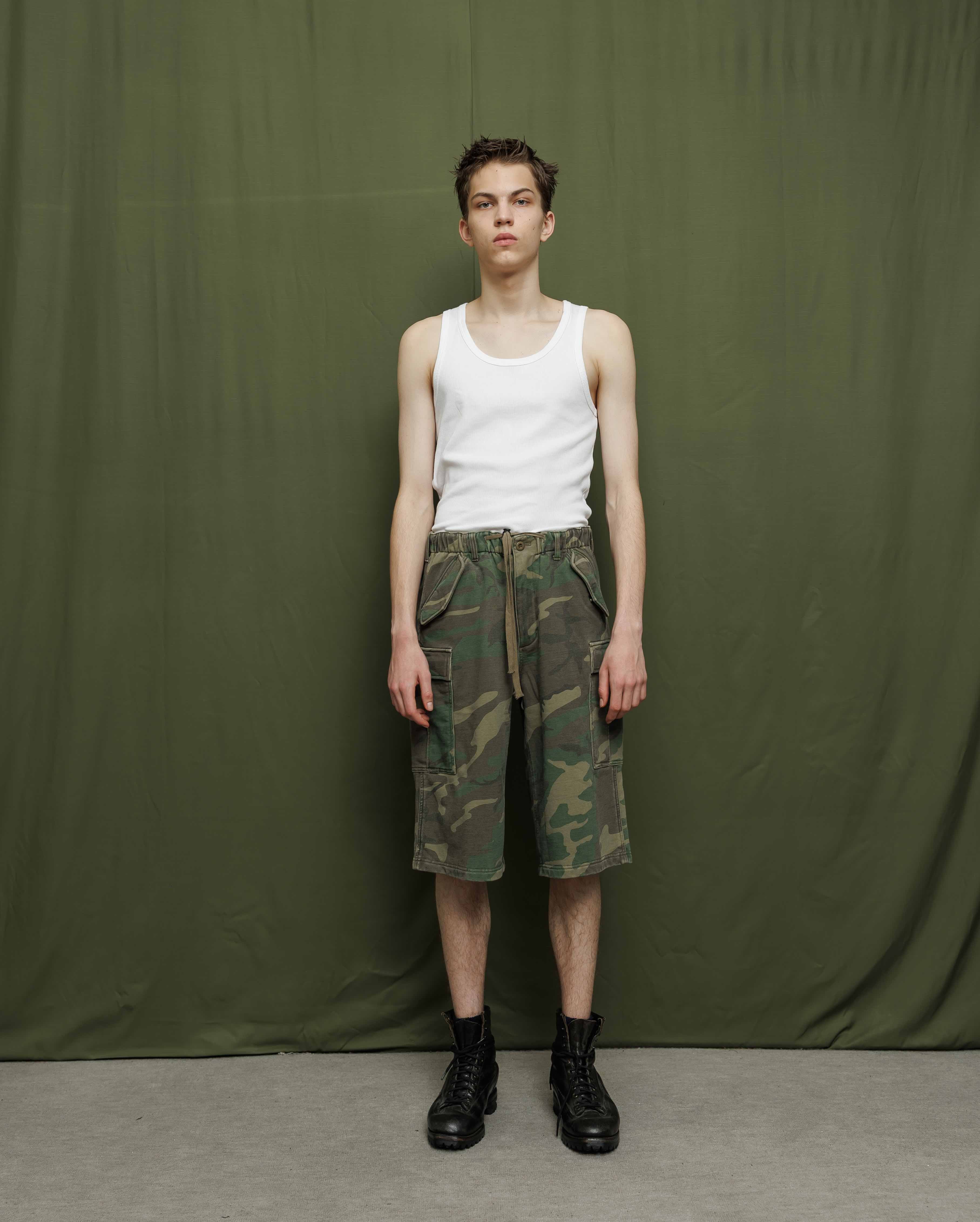 サンフェイドウォッシュ スウェットカーゴショートパンツ - ウッドランドカモ