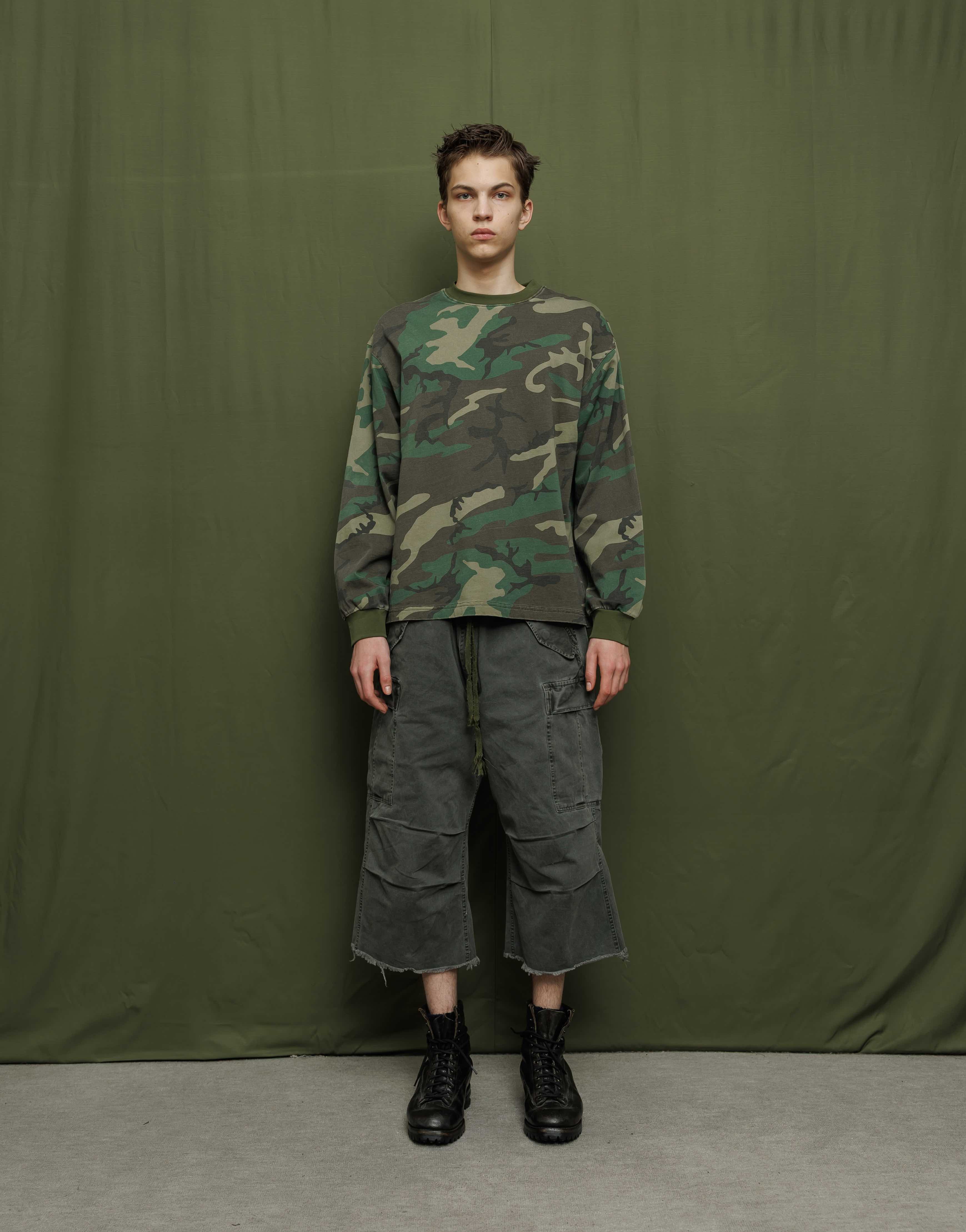 ヴィンテージウォッシュ ロングスリーブシャツ - ウッドランドカモ