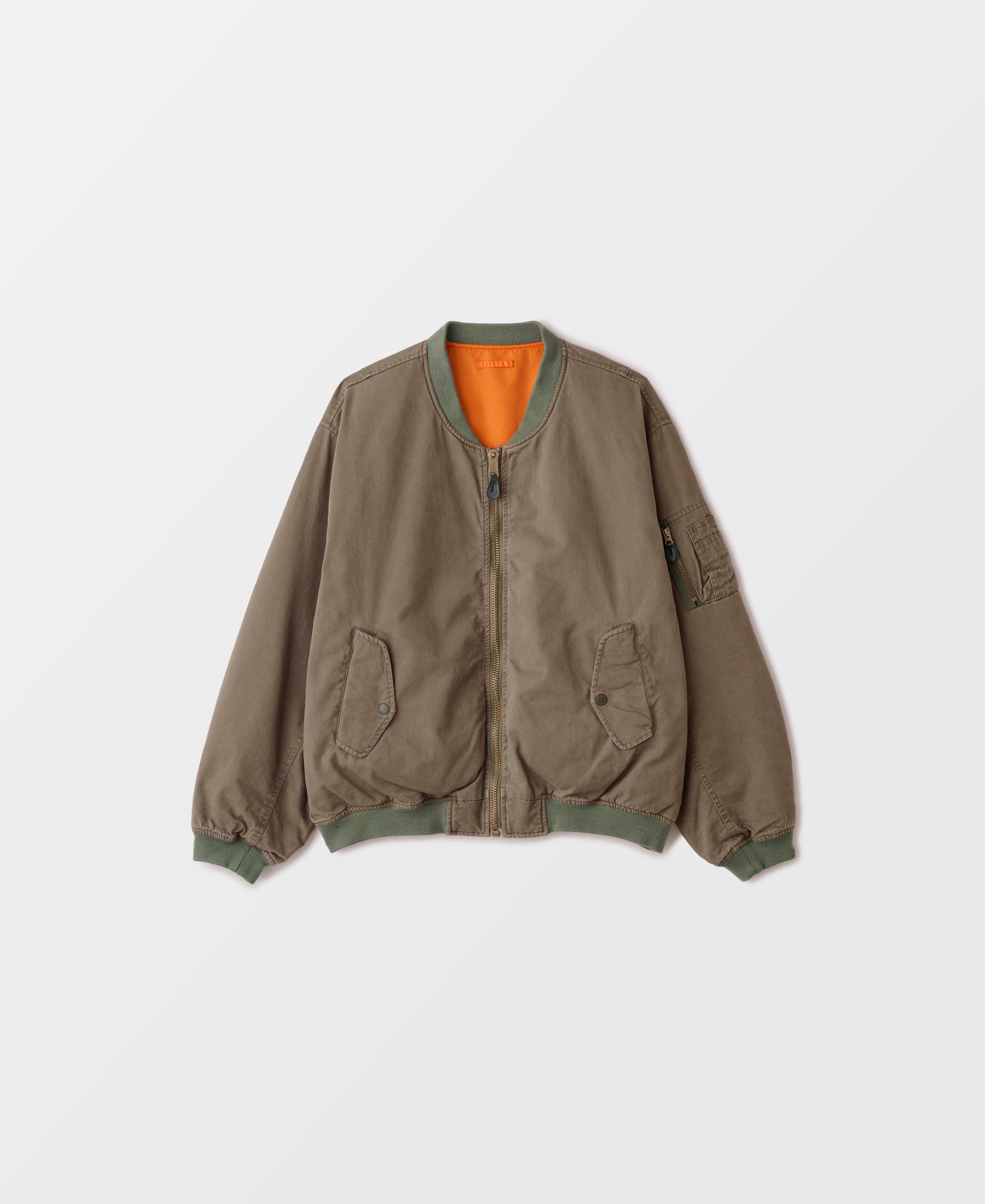 コットン ノンパテッド ボンバージャケット | サンフェイドウォッシュ | ブリティッシュカーキ2