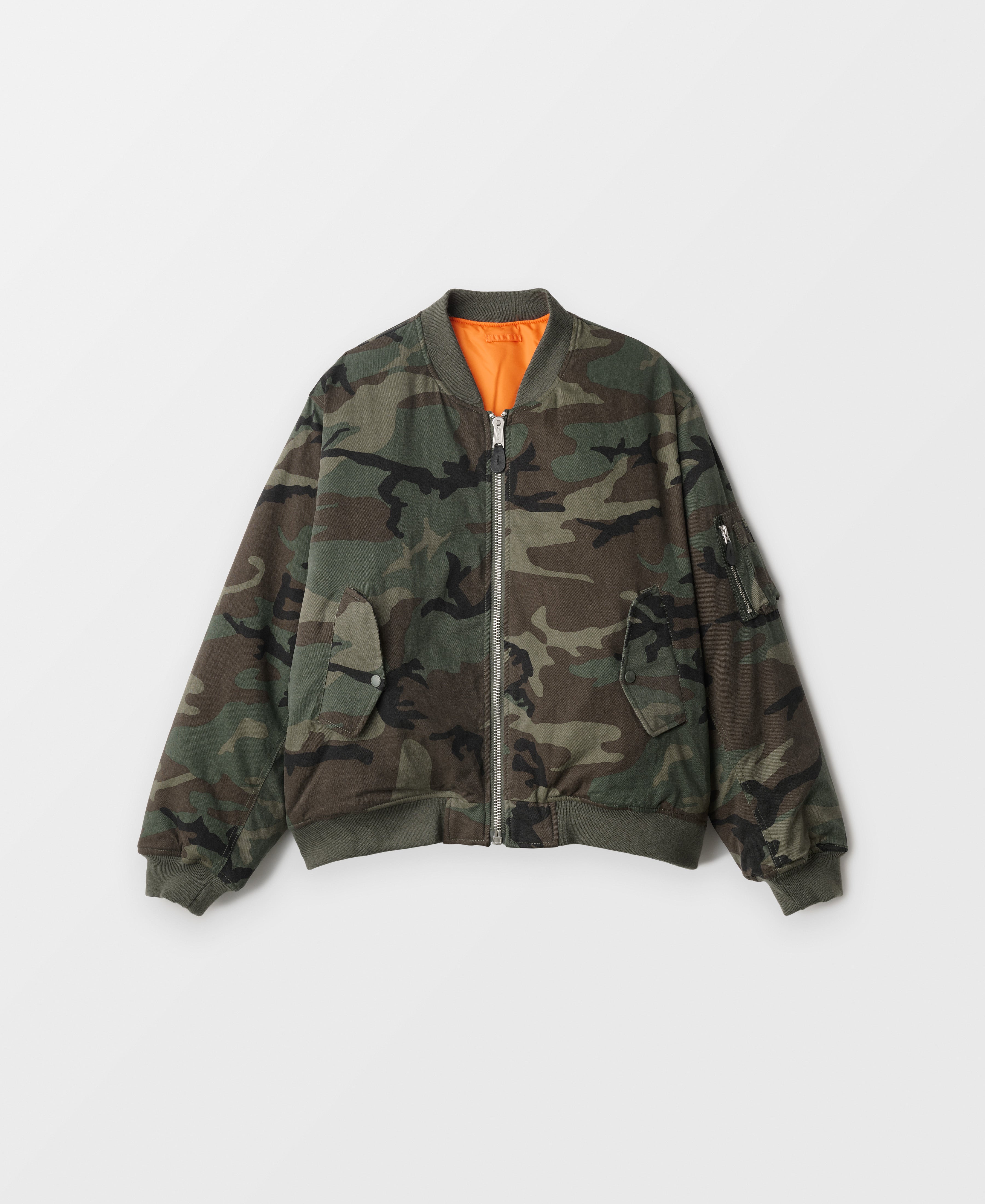 ヴィンテージウォッシュ コットンボンバージャケット | ウッドランド迷彩