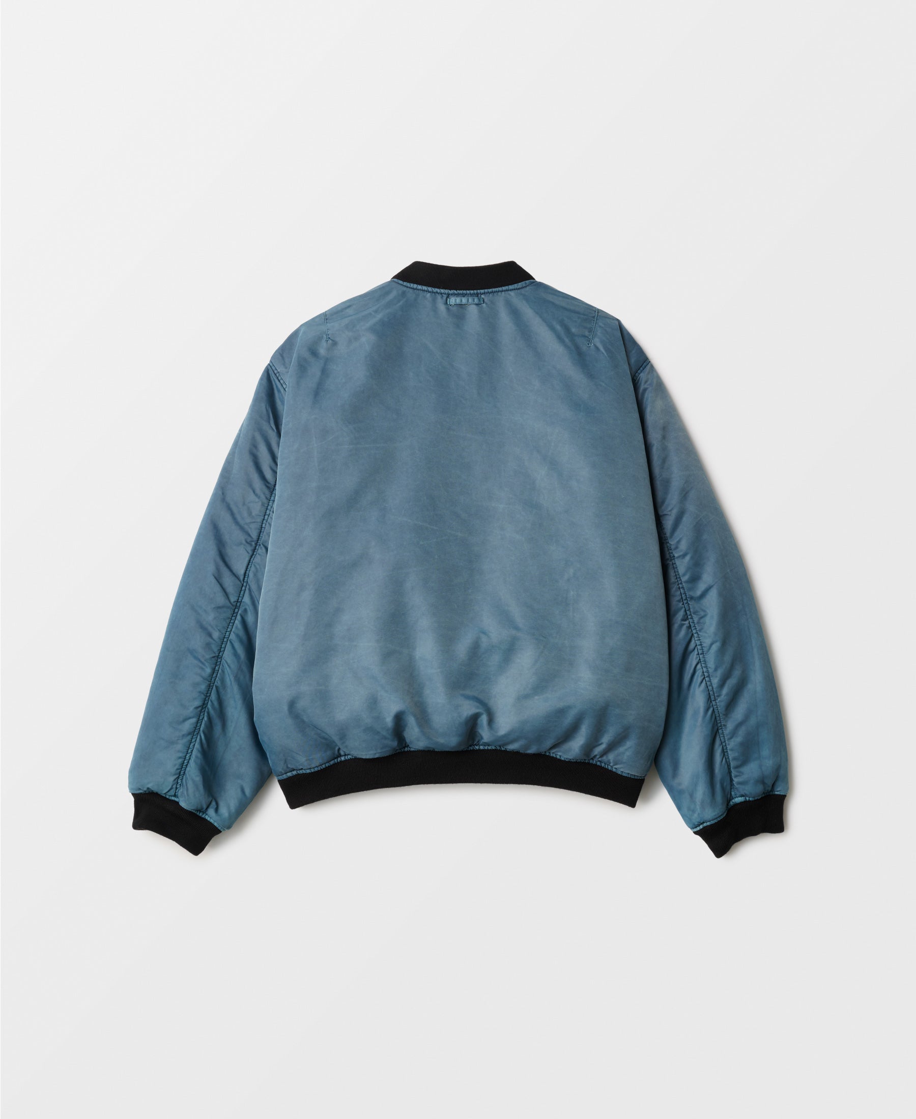 ガーメントダイ ダブルフェイスナイロンボンバージャケット - ブルー x ブラウン